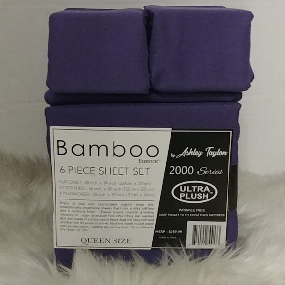 Bamboo Essence Queen Purple Sheet Set - Picture 7 of 10